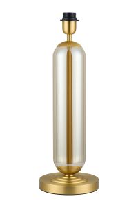Campo Tubular Table Lamp Without Shade, 1 Light E27, Satin Gold/Cognac Glass