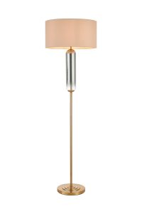 Zara Floor Lamp, 1 Light E27, Brass Gold/Smoke Fade Glass