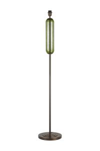 Zara Floor Lamp Without Shade, 1 Light E27, Matt Bronze Plated/Moss Green Glass