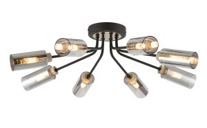 Vico Ceiling, 8 Light G9, Anthracite/Satin Nickel/Smoked Glass
