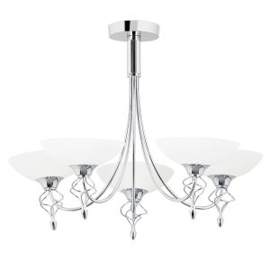 Endon FREEMAN-5CH 5 Light Ceiling Fitting In Chrome With Glass Shades 5 Light In Chrome