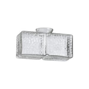 Luxe 18x8x10cm Mottled Rectangular Horizontal Glass Shade (J), 70cm COLLAR REQUIRED, Clear