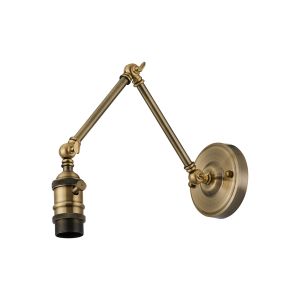 Luxe Adjustable Wall Lamp Switched (FRAME ONLY), 1 x E27, Antique Brass