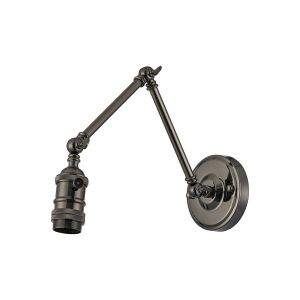 Luxe Adjustable Wall Lamp Switched (FRAME ONLY), 1 x E27, Black Chrome