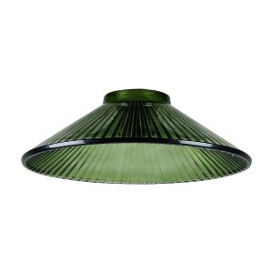 Luxe 25x8cm Pleated Cone Glass Shade (L), Dark Green