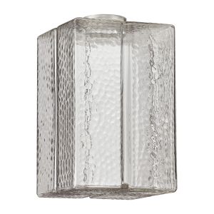 Luxe 15x15x24.5cm Mottled Rectangular Vertical Glass Shade (P), 70cm COLLAR REQUIRED, Clear