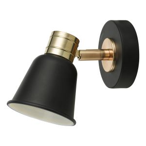 Fry 1 Light GU10 Black With Rose Gold Detail Adjustable Wall Spotlight
