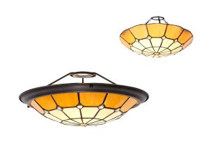 Seekingon, Tiffany 35cm Non-Electric Uplighter Shade, Cmozarella/Beige/Clear Crystal Centre/Aged Antique Brass Trim