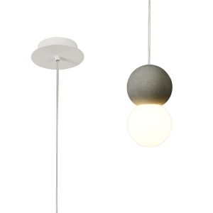Galaxia 12cm Pendant Round, 1 Light E27, White/Grey Cement