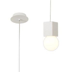 Galaxia 12cm Pendant Square, 1 Light E27, White / White Cement