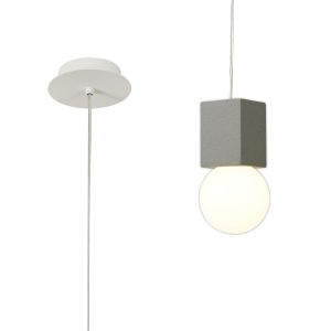 Galaxia 12cm Pendant Square, 1 Light E27, White / Grey Cement