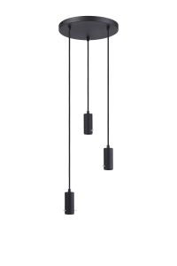 Tera 30cm Round 3 Light Pendant, (FRAME ONLY), 3 x E27, Sand Black
