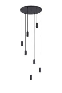 Tera 50cm Round 7 Light Pendant, (FRAME ONLY), 7 x E27, Sand Black