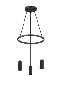 Tera 35cm Ring 3 Light Pendant, (FRAME ONLY), 3 x E27, Sand Black