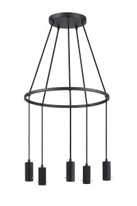 Tera 48cm Ring 5 Light Pendant, (FRAME ONLY), 5 x E27, Sand Black