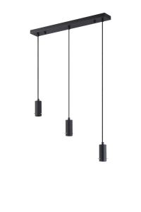 Tera Linear 3 Light Pendant, (FRAME ONLY), 3 x E27, Sand Black