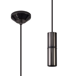 Albor 10cm 1.5m 1 Light Pendant, 1 x E27, Black Chrome/Black Braided Cable