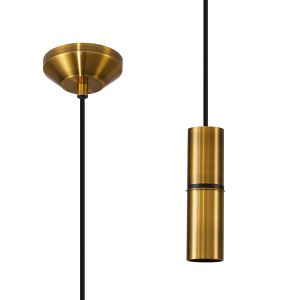 Albor 10cm 1.5m 1 Light Pendant, 1 x E27, Gold Bronze/Black Braided Cable