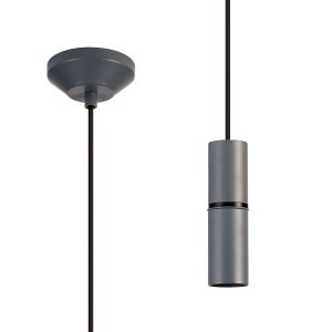 Albor 10cm 1.5m 1 Light Pendant, 1 x E27, Grey/Black Braided Cable