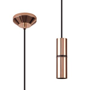 Albor 10cm 1.5m 1 Light Pendant, 1 x E27, Rose Gold/Black Braided Cable