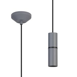 Albor 10cm 1.5m 1 Light Pendant, 1 x E27, Warm Grey/Black Braided Cable