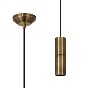 Albor 10cm 1.5m 1 Light Pendant (FRAME ONLY) Without Lampholder Cover, 1 x E27, Antique Brass/Black Braided Cable