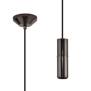 Albor 10cm 1.5m 1 Light Pendant (FRAME ONLY) Without Lampholder Cover, 1 x E27, Black Chrome/Black Braided Cable
