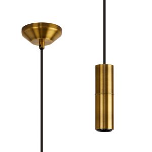 Albor 10cm 1.5m 1 Light Pendant (FRAME ONLY) Without Lampholder Cover, 1 x E27, Gold Bronze/Black Braided Cable