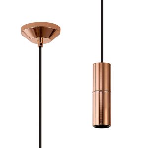 Albor 10cm 1.5m 1 Light Pendant (FRAME ONLY) Without Lampholder Cover, 1 x E27, Rose Gold/Black Braided Cable
