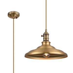 Carman 35cm 1 Light Braided Pendant, Round Tiered Metal Shade, Antique Brass/Golden Brown/Brass/Gold
