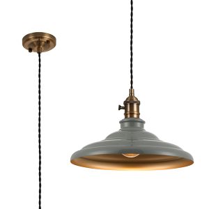 Carman 35cm 1 Light Braided Pendant, Round Tiered Metal Shade, Antique Brass/Black/Polished Grey/Gold