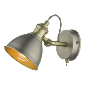 Governor 1 Light E14 Antique Chrome & Antique Brass Adjustable Switched Spotlight
