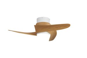 Groenland XS 79.5cm 30W LED Dimmable Ceiling Light With Built-In 24W DC Fan, 2700-5000K Remote Control, 2640lm, Wood Effect/White, 5yrs Warranty