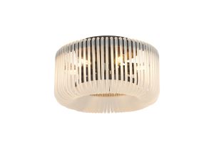 Aster 40cm Round Flush Ceiling Light, 6 x E14, Black/Frosted Glass