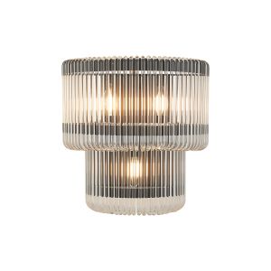 Aster 32 x 18cm Large Wall Light, 3 x E14, Black/Clear Glass