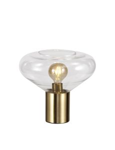 Odeyscene Wide Table Lamp, 1 x E27, Aged Brass/Clear Glass