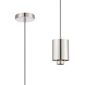 Odeyscene 12cm Pendant (FRAME ONLY), 1 x E27, Polished Nickel/Dark Grey Braided Cable