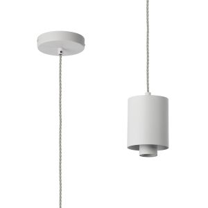 Odeyscene 12cm Pendant (FRAME ONLY), 1 x E27, Satin White/Clear Twisted Cable