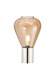 Odeyscene Table Lamp With Narrow Glass, 1 x E27, Polished Nickel/Amber/Dark Grey Braided Cable