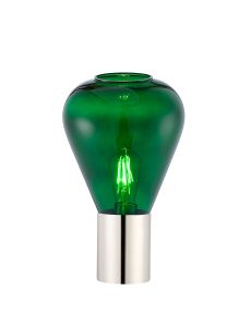 Odeyscene Table Lamp With Narrow Glass, 1 x E27, Polished Nickel/Bottle Green/Dark Grey Braided Cable