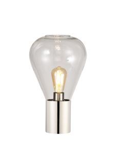 Odeyscene Table Lamp With Narrow Glass, 1 x E27, Polished Nickel/Clear/Dark Grey Braided Cable