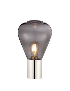 Odeyscene Table Lamp With Narrow Glass, 1 x E27, Polished Nickel/Inky Black/Dark Grey Braided Cable