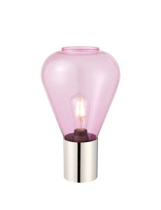Odeyscene Table Lamp With Narrow Glass, 1 x E27, Polished Nickel/Lilac/Dark Grey Braided Cable