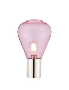 Odeyscene Table Lamp With Narrow Glass, 1 x E27, Polished Nickel/Pink/Dark Grey Braided Cable