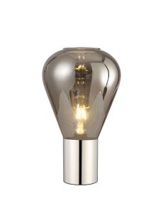 Odeyscene Table Lamp With Narrow Glass, 1 x E27, Polished Nickel/Smoke/Dark Grey Braided Cable