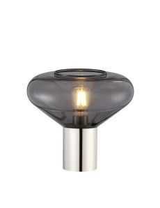 Odeyscene Table Lamp With Wide Glass, 1 x E27, Polished Nickel/Inky Black/Dark Grey Braided Cable