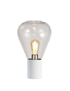 Odeyscene Table Lamp With Narrow Glass, 1 x E27, Satin White/Clear/Clear PVC Cable