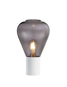 Odeyscene Table Lamp With Narrow Glass, 1 x E27, Satin White/Inky Black/Clear PVC Cable