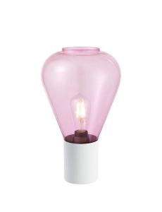 Odeyscene Table Lamp With Narrow Glass, 1 x E27, Satin White/Lilac/Clear PVC Cable