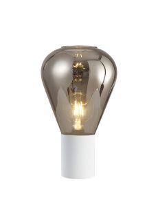 Odeyscene Table Lamp With Narrow Glass, 1 x E27, Satin White/Smoke/Clear PVC Cable